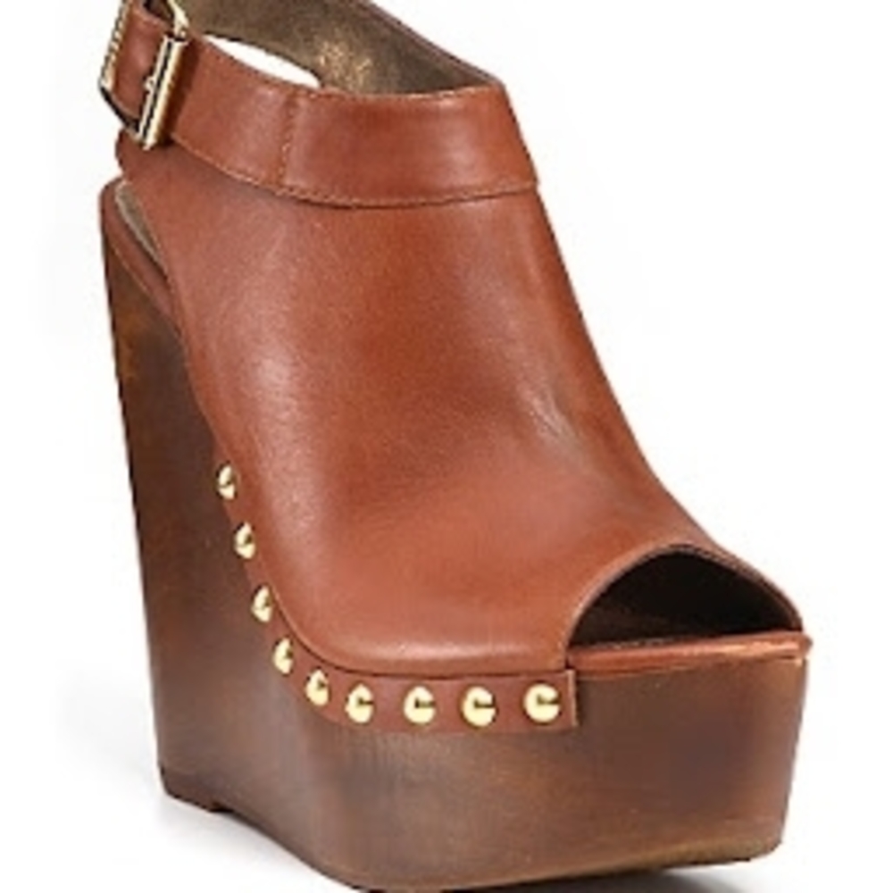 Steve Madden Brown Leather Wedge Warrick Wedge Clogs. 7.5